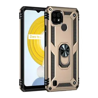 Realme C21 Kılıf Sofya Yüzüklü Silikon Kapak - Gold