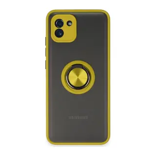 Samsung Galaxy A03 Kılıf Montreal Yüzüklü Silikon Kapak - Sarı