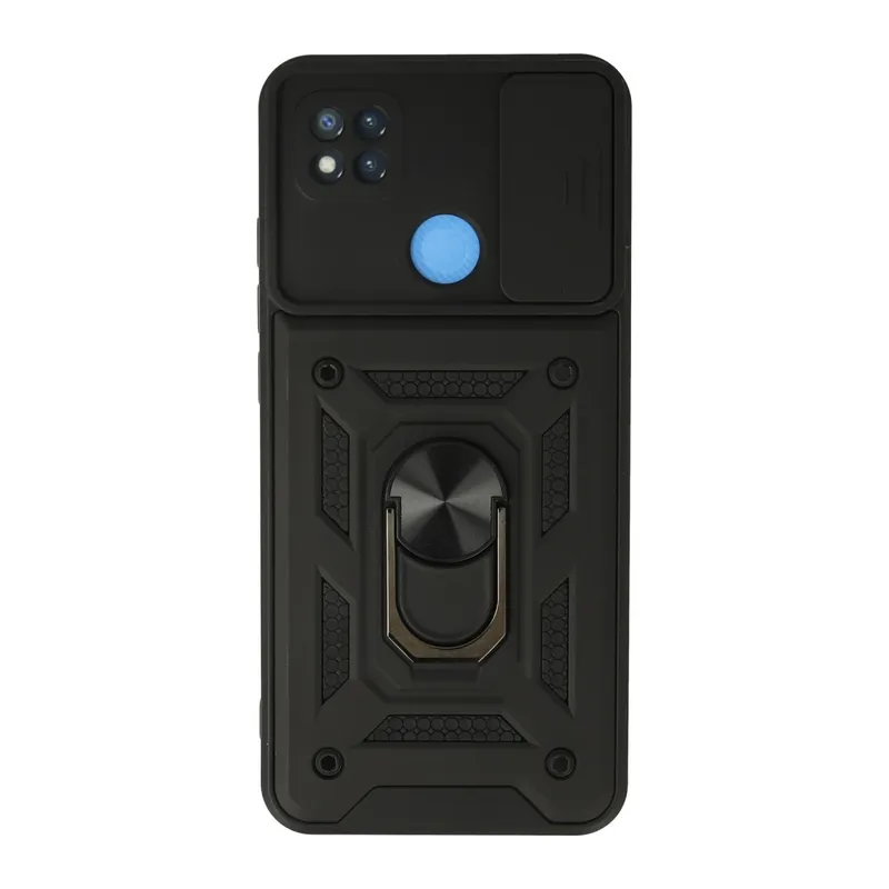 Xiaomi Redmi 9C Kılıf Pars Lens Yüzüklü Silikon - Siyah