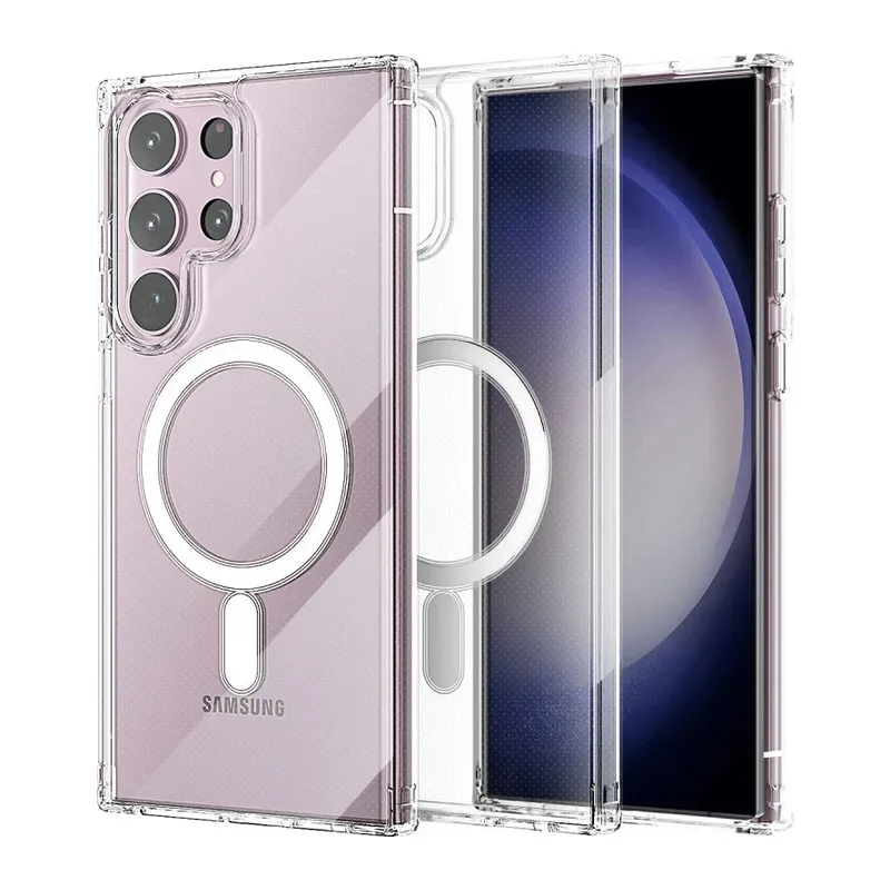 Samsung Galaxy S23 Ultra Kılıf Magneticsafe Şeffaf Silikon - Şeffaf