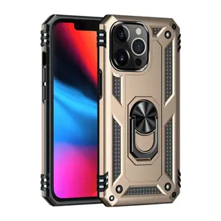 Apple iPhone 13 Pro Kılıf Sofya Yüzüklü Silikon Kapak - Gold