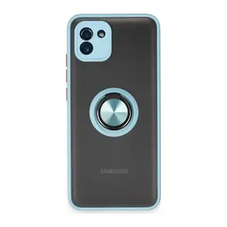 Samsung Galaxy A03 Kılıf Montreal Yüzüklü Silikon Kapak - Buz Mavi