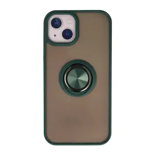 Apple iPhone 13 Kılıf Montreal Yüzüklü Silikon Kapak - Yeşil