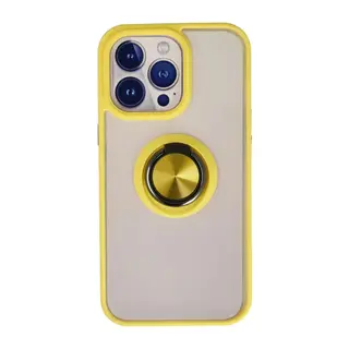 Apple iPhone 13 Pro Max Kılıf Montreal Yüzüklü Silikon Kapak - Sarı