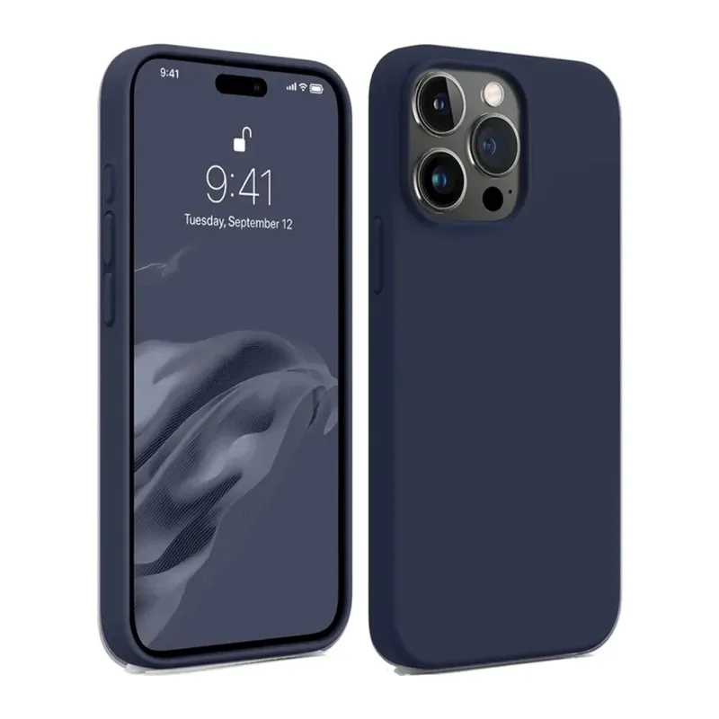 Apple iPhone 15 Pro Max Kılıf First Silikon - Lacivert