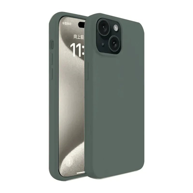 Apple iPhone 15 Kılıf First Silikon - Koyu Yeşil