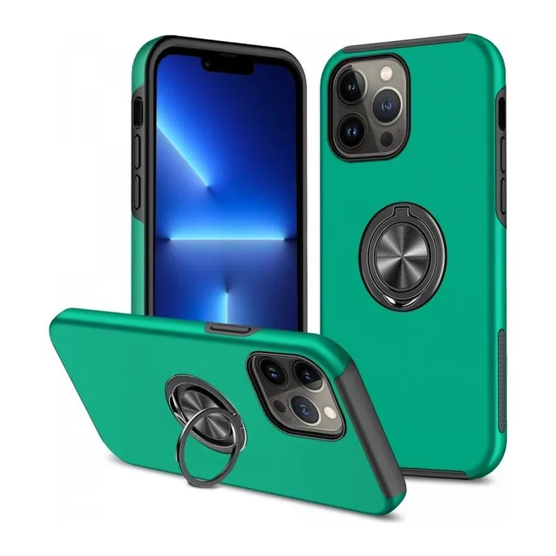Apple iPhone 13 Pro Max Kılıf Elit Yüzüklü Kapak - Yeşil