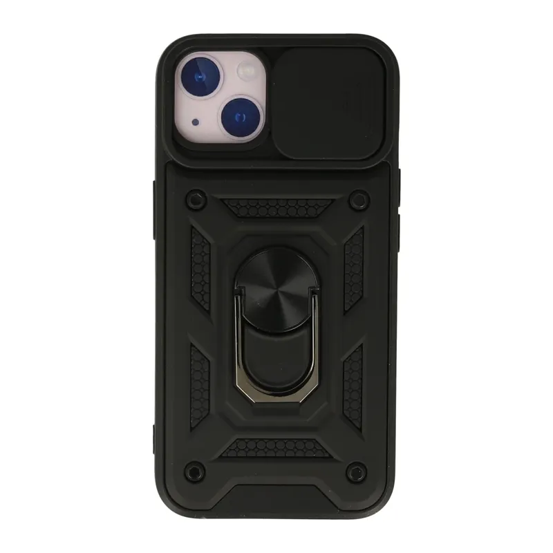 Apple iPhone 13 Kılıf Pars Lens Yüzüklü Silikon - Siyah
