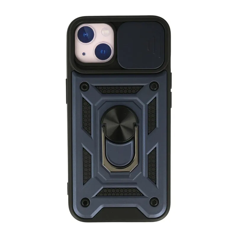 Apple iPhone 13 Kılıf Pars Lens Yüzüklü Silikon - Lacivert