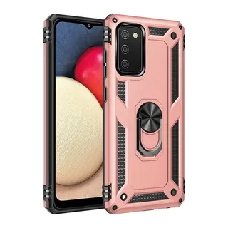Samsung Galaxy A03S Kılıf Sofya Yüzüklü Silikon Kapak - Rose
