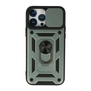 Apple iPhone 13 Pro Kılıf Pars Lens Yüzüklü Silikon - Yeşil