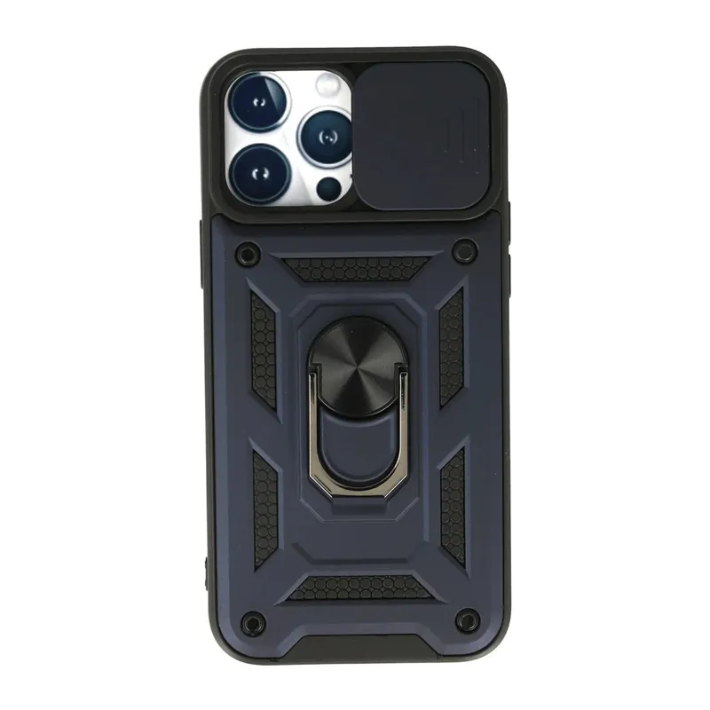 Apple iPhone 13 Pro Max Kılıf Pars Lens Yüzüklü Silikon - Lacivert