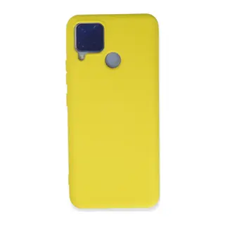 Realme C15 Kılıf Nano içi Kadife Silikon - Sarı
