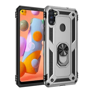 Samsung Galaxy A11 Kılıf Sofya Yüzüklü Silikon Kapak - Gümüş