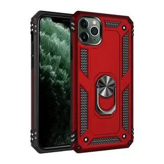 Apple iPhone 11 Pro Max Kılıf Sofya Yüzüklü Silikon Kapak - Kırmızı