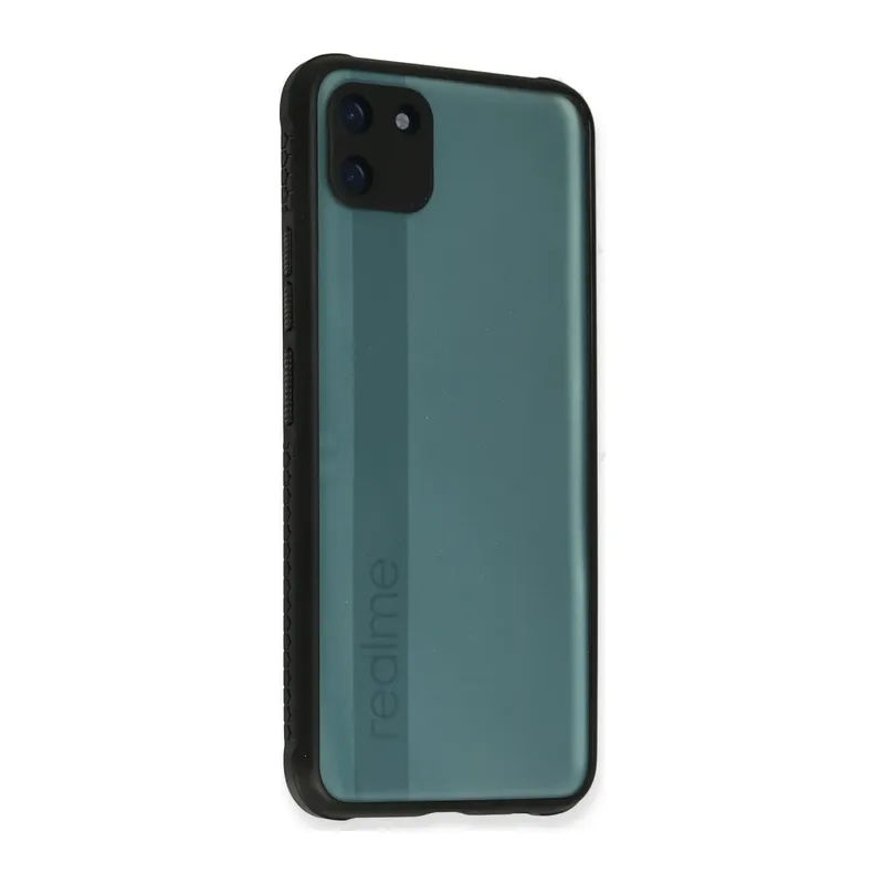 Realme C11 Kılıf Miami Şeffaf Silikon - Siyah
