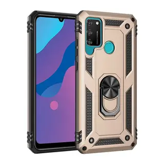 Huawei Y6P Kılıf Sofya Yüzüklü Silikon Kapak - Gold