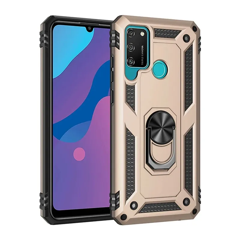 Huawei Y6P Kılıf Sofya Yüzüklü Silikon Kapak - Gold