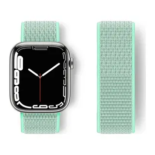 Apple Watch 42mm Hasırlı Cırtcırtlı Kordon - Turkuaz