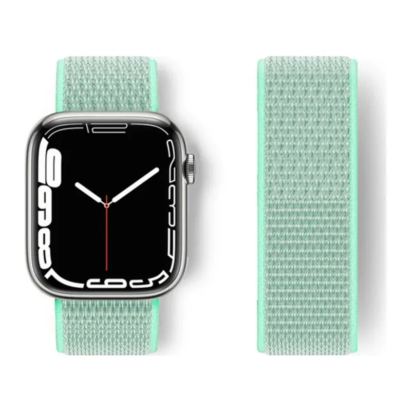 Apple Watch 42mm Hasırlı Cırtcırtlı Kordon - Turkuaz