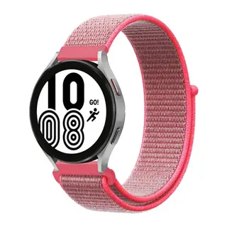 Samsung Galaxy Watch 4 Hasırlı Cırtcırtlı Kordon - Pembe