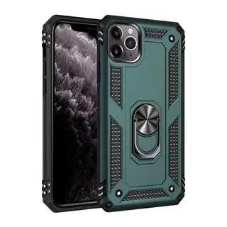 Apple iPhone 11 Pro Kılıf Sofya Yüzüklü Silikon Kapak - Yeşil