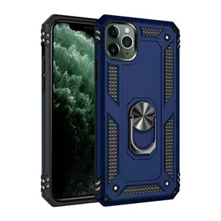 Apple iPhone 11 Pro Max Kılıf Sofya Yüzüklü Silikon Kapak - Lacivert