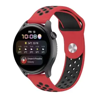 Watch 20mm Spor Delikli Kordon - Kırmızı-Siyah