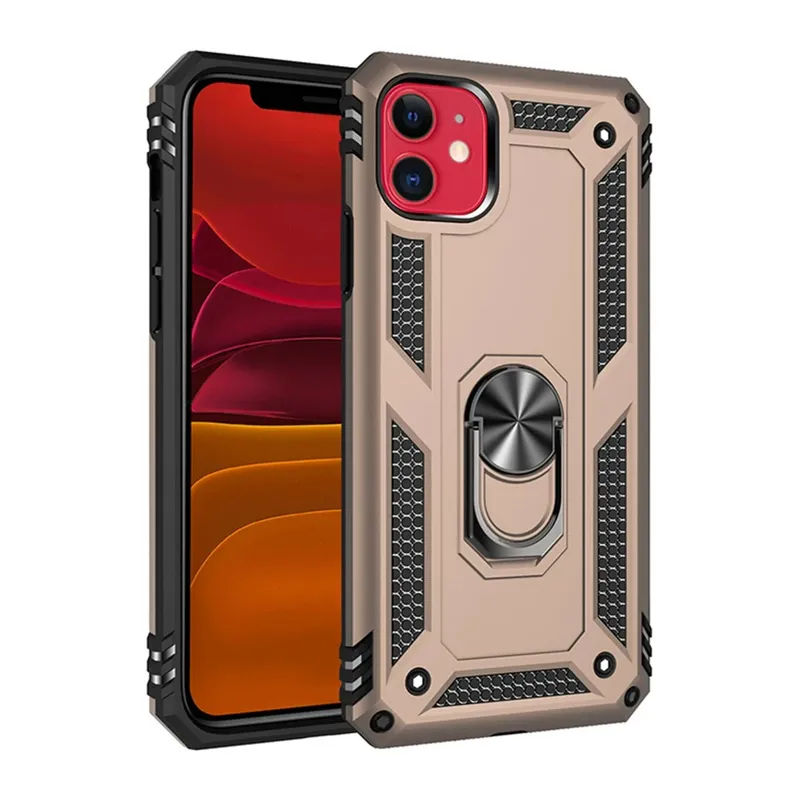 Apple iPhone 11 Kılıf Sofya Yüzüklü Silikon Kapak - Gold