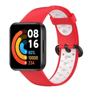 Xiaomi Redmi Watch 2 Spor Delikli Kordon - Kırmızı-Beyaz