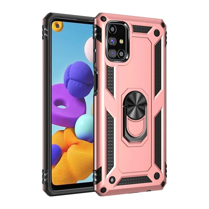 Samsung Galaxy M31S Kılıf Sofya Yüzüklü Silikon Kapak - Rose
