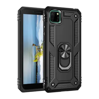 Huawei Y5P Kılıf Sofya Yüzüklü Silikon Kapak - Siyah