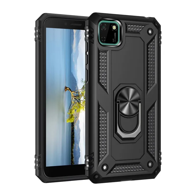 Huawei Y5P Kılıf Sofya Yüzüklü Silikon Kapak - Siyah
