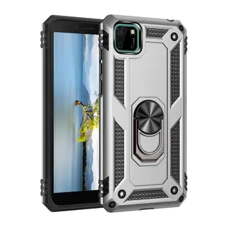 Huawei Y5P Kılıf Sofya Yüzüklü Silikon Kapak - Gümüş