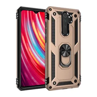 Xiaomi Redmi Note 8 Pro Kılıf Sofya Yüzüklü Silikon Kapak - Gold