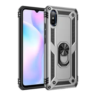 Xiaomi Redmi 9A Kılıf Sofya Yüzüklü Silikon Kapak - Gümüş