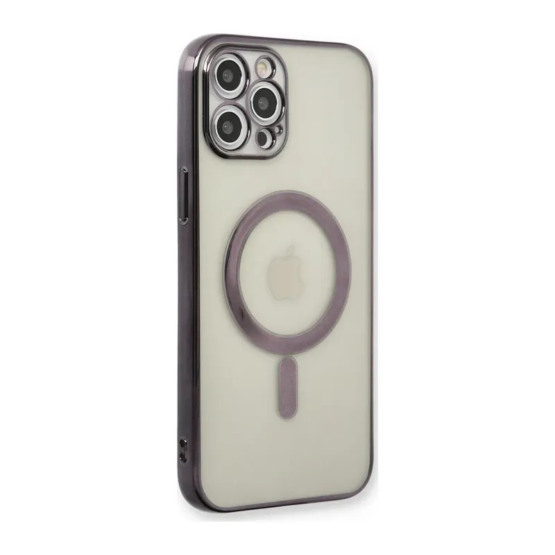 Apple iPhone 12 Pro Kılıf Magneticsafe Lazer Silikon - Siyah