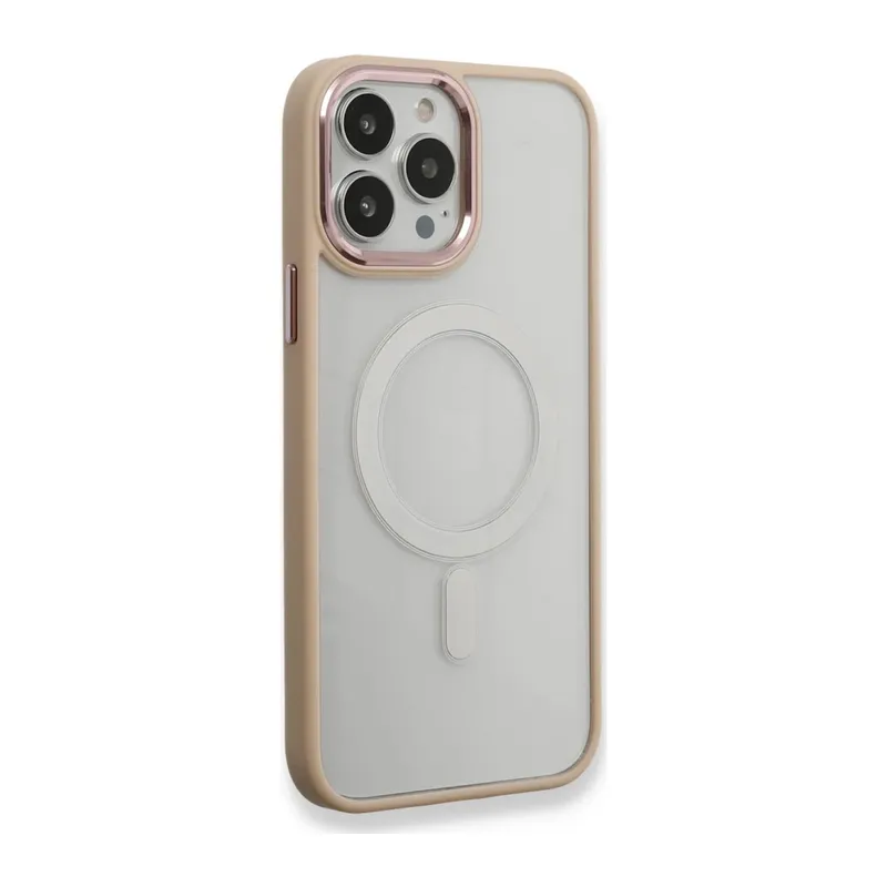 Apple iPhone 13 Pro Kılıf Room Magneticsafe Silikon - Pudra