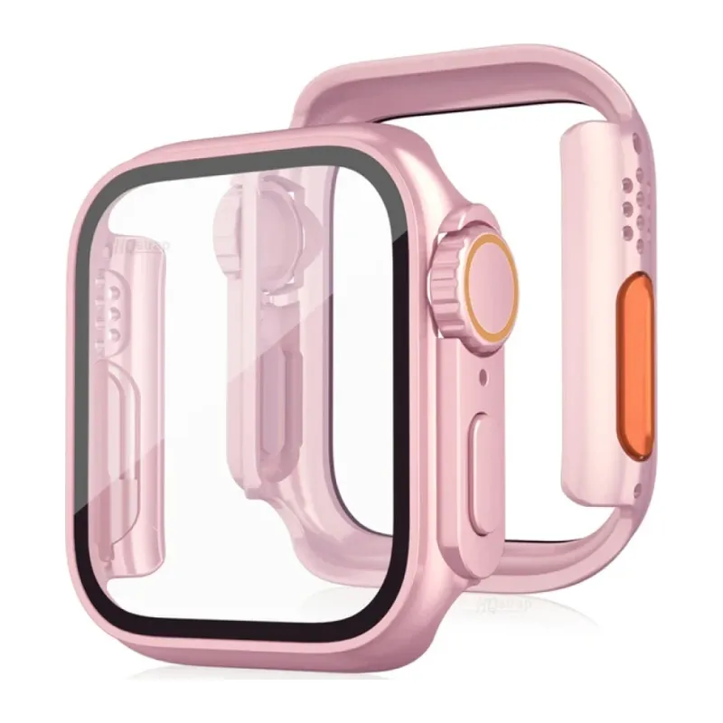 Apple Watch 41mm Watch 49mm Kasa Dönüştürücü ve Ekran Koruyucu - Rose Gold