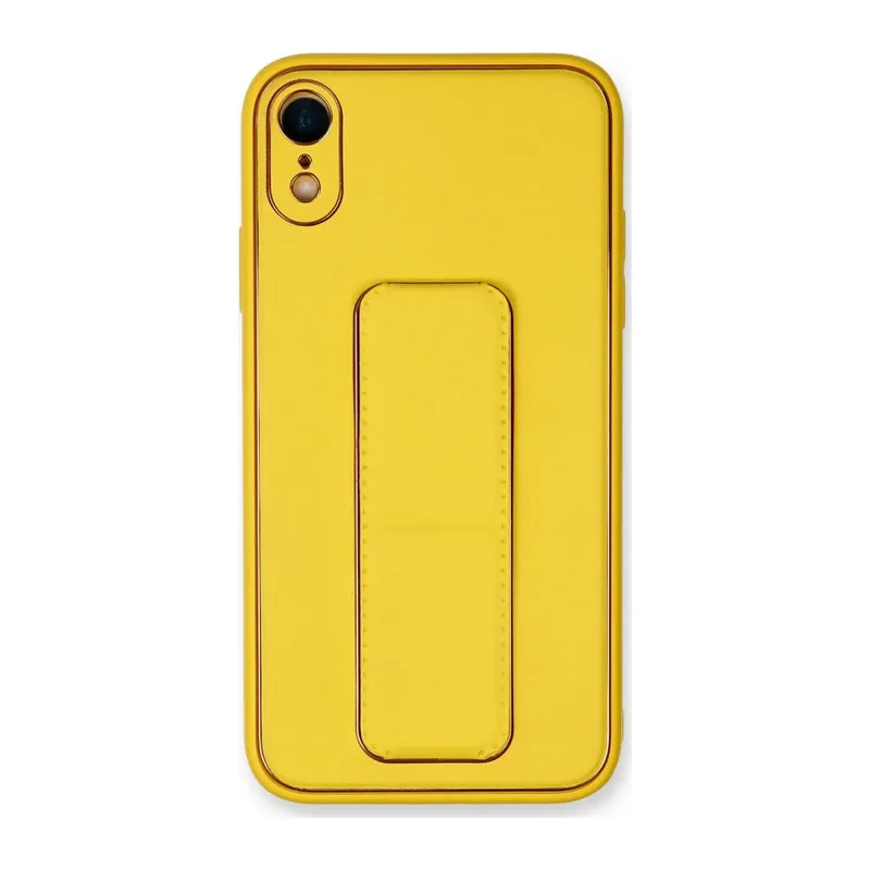 Apple iPhone XR Kılıf Coco Deri Standlı Kapak - Sarı
