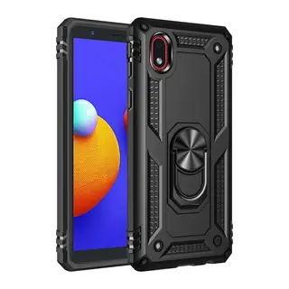 Samsung Galaxy A01 Core Kılıf Sofya Yüzüklü Silikon Kapak - Siyah