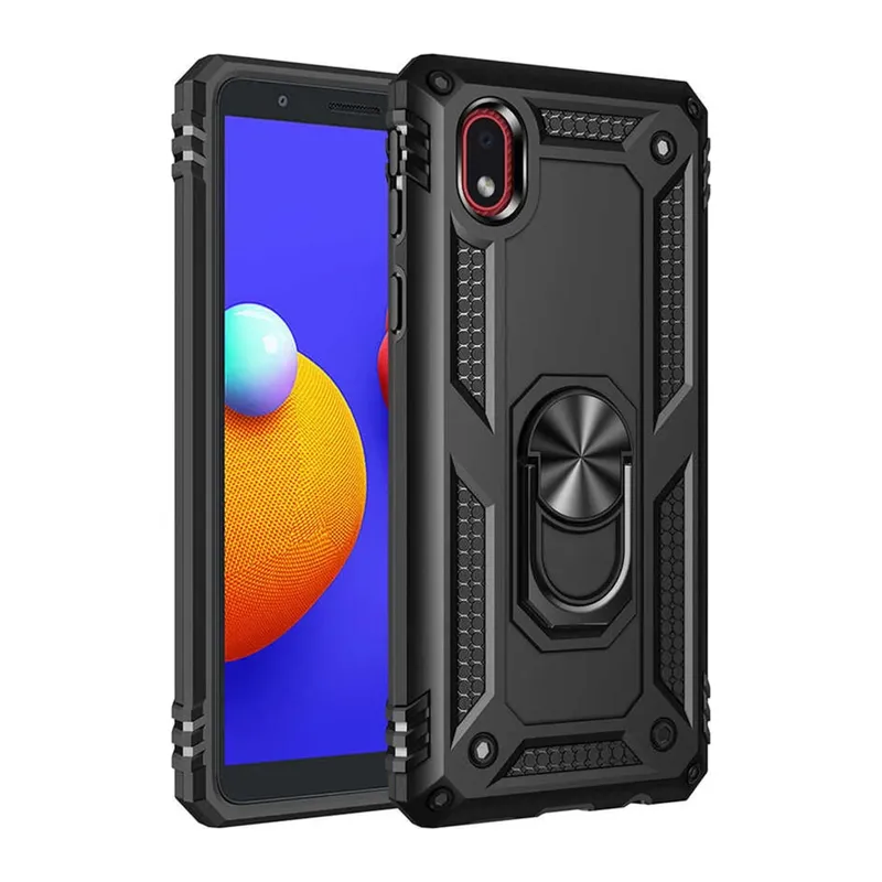 Samsung Galaxy A01 Core Kılıf Sofya Yüzüklü Silikon Kapak - Siyah
