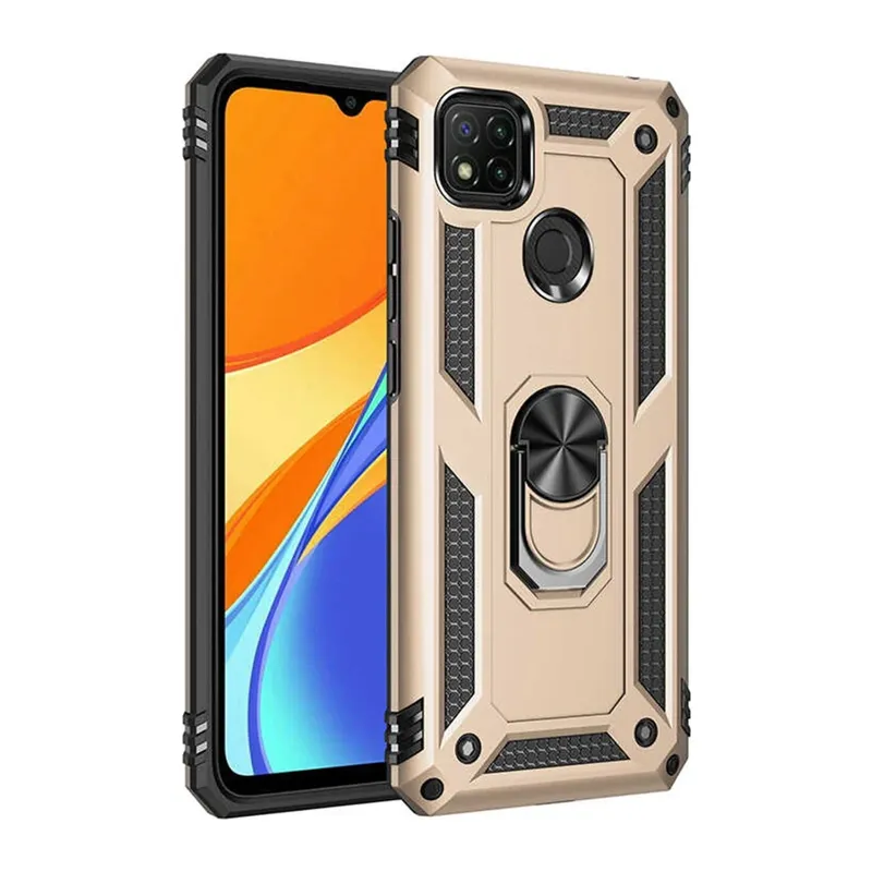 Xiaomi Redmi 9C Kılıf Sofya Yüzüklü Silikon Kapak - Gold