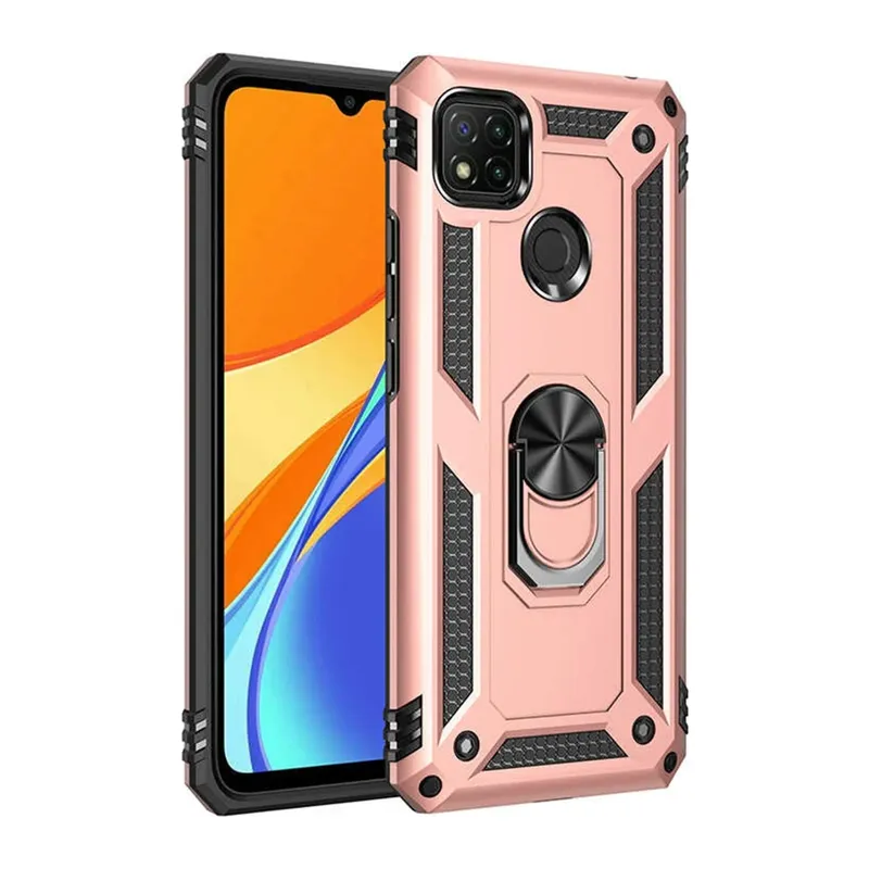 Xiaomi Redmi 9C Kılıf Sofya Yüzüklü Silikon Kapak - Rose
