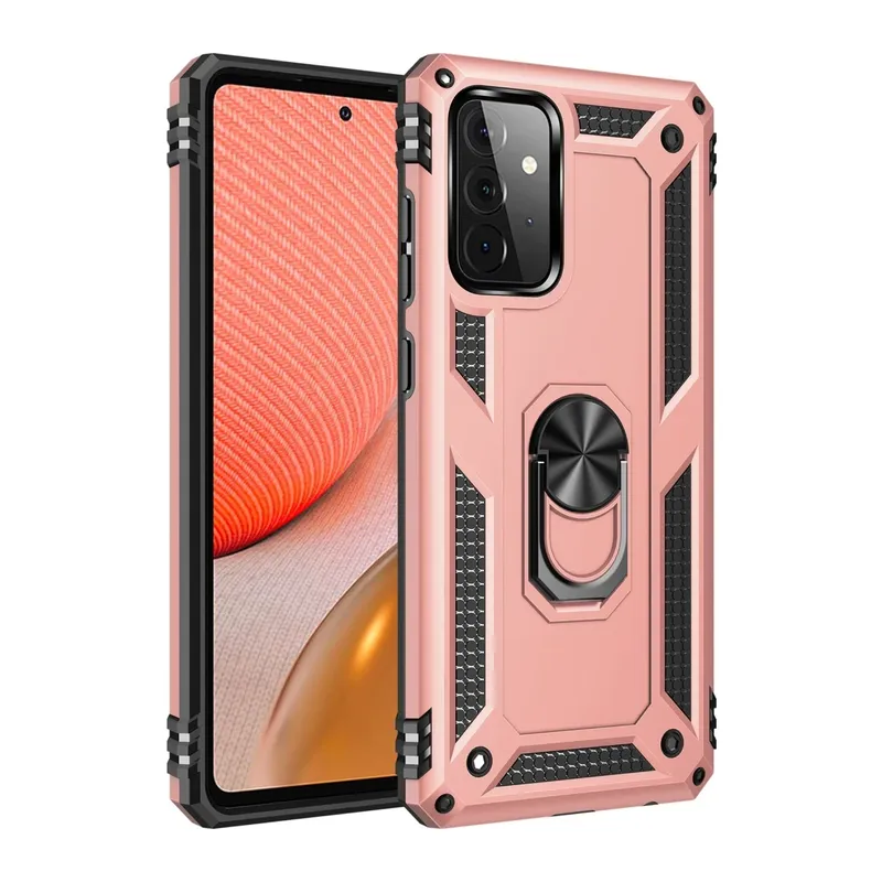 Samsung Galaxy A72 Kılıf Sofya Yüzüklü Silikon Kapak - Rose