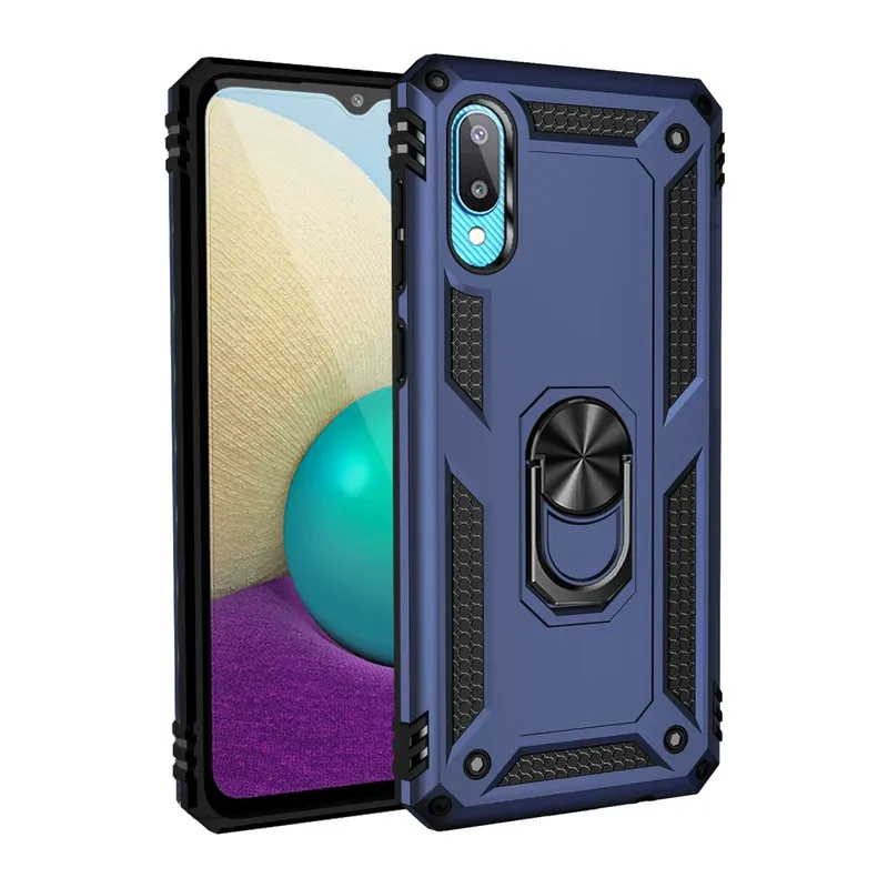 Samsung Galaxy A02 Kılıf Sofya Yüzüklü Silikon Kapak - Lacivert