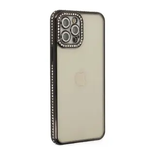 Apple iPhone 12 Pro Kılıf Joke Taşlı Silikon - Siyah