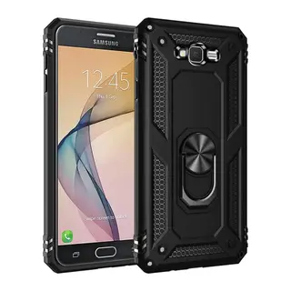 Samsung Galaxy J7 Kılıf Sofya Yüzüklü Silikon Kapak - Siyah