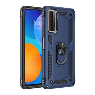 Huawei P Smart 2021 Kılıf Sofya Yüzüklü Silikon Kapak - Lacivert