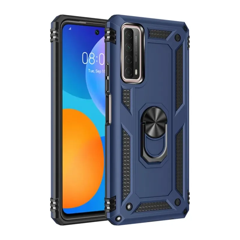 Huawei P Smart 2021 Kılıf Sofya Yüzüklü Silikon Kapak - Lacivert
